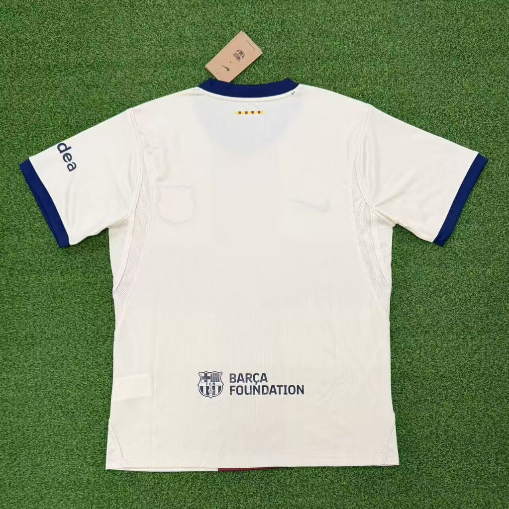 Barcelona 26/27 White/Red Cross/Blue Trim 4th Jersey