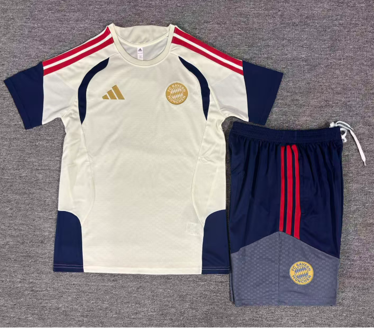 Bayern 26/27 Beige/Blue/Red 3 Stripes Training Kids Jersey Set