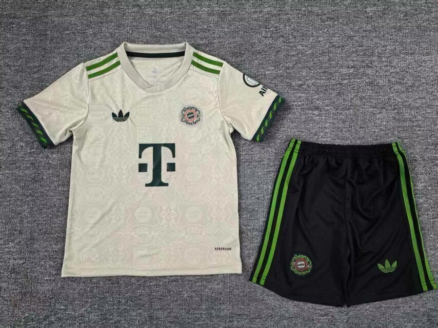 Bayern Munich 25/26 Beige/Green Kids Jersey Set
