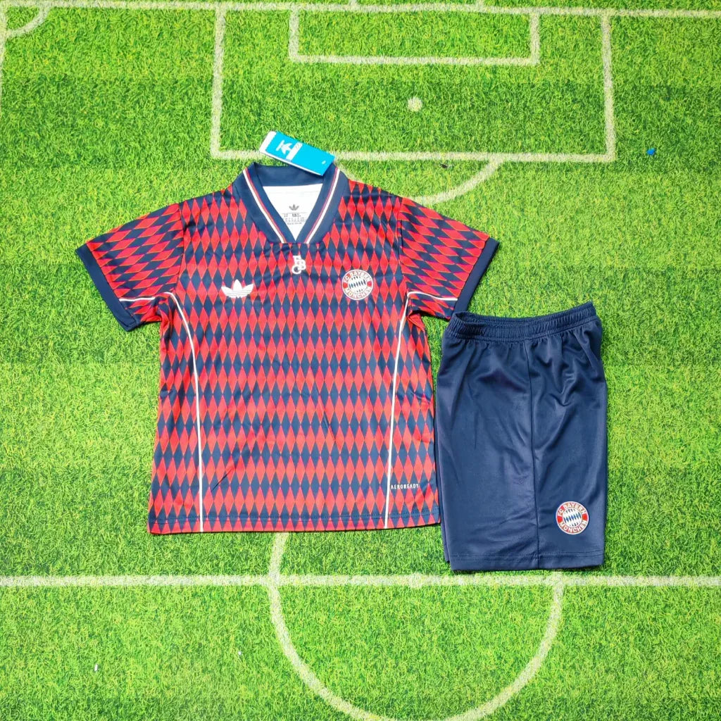 Bayern Munich 25/26 Red/Dark Blue Lifestyler Kids Jersey Set