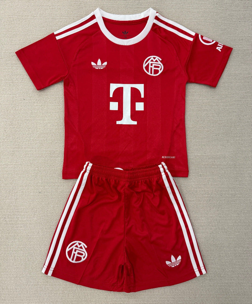 Bayern Munich 25/26 Red Goalkeeper Kids Jersey Set