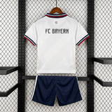 Bayern Munich 26/27 White/Red and Blue Trim Away Kids Jersey Set