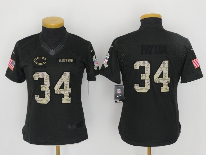 Bears 2021/22 Payton #34 Khaki/Camo Print Women NFL Jersey