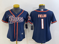 Bears 2022/23 Fields #1 Navy/Orange Women NFL Baseball Style Jersey