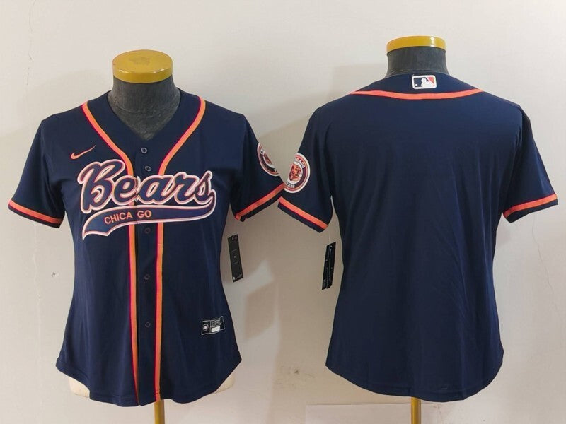 Bears 2022/23 Navy/Orange Women NFL Baseball Style Jersey