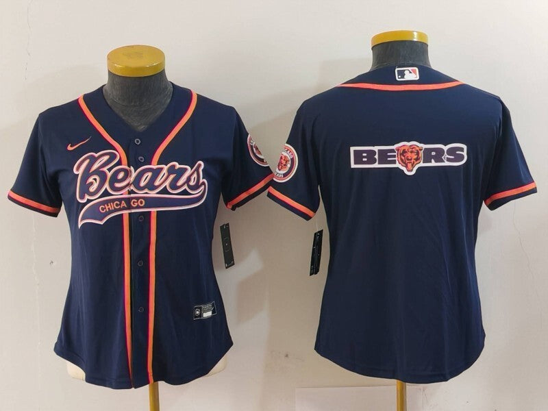 Bears 2022/23 Navy/Orange Women NFL Baseball Style Jersey