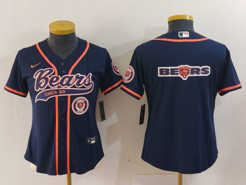 Bears 2022/23 Navy/Orange Women NFL Baseball Style Jersey