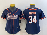 Bears 2022/23 Payton #34 Navy/Orange Women NFL Baseball Style Jersey