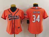Bears 2022/23 Payton #34 Orange/Navy/White Women NFL Baseball Style Jersey
