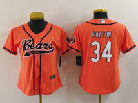 Bears 2022/23 Payton #34 Orange/Navy/White Women NFL Baseball Style Jersey
