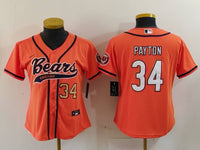 Bears 2022/23 Payton #34 Orange/Navy/White Women NFL Baseball Style Jersey