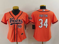 Bears 2022/23 Payton #34 Orange/Navy/White Women NFL Baseball Style Jersey