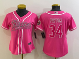 Bears 2022/23 Payton #34 Pink/White Women NFL Baseball Style Jersey