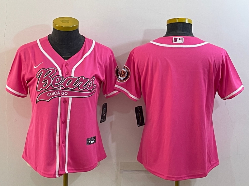 Bears 2022/23 Pink/White Women NFL Baseball Style Jersey