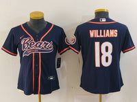 Bears 2022/23 Williams #18 Navy/Orange Women NFL Baseball Style Jersey