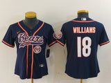 Bears 2022/23 Williams #18 Navy/Orange Women NFL Baseball Style Jersey