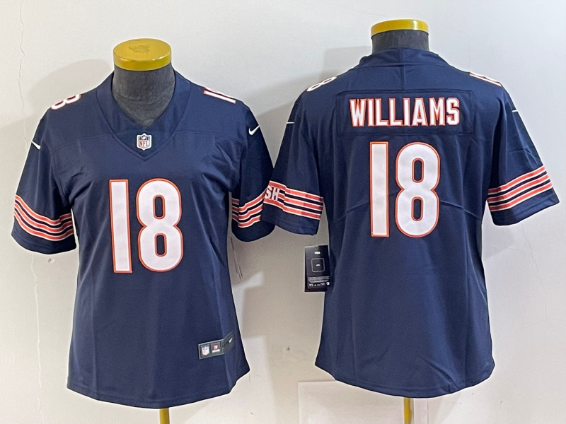 Bears 2022/23 Williams #18 Navy/White Women NFL Jersey