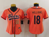 Bears 2022/23 Williams #18 Orange/Navy Women NFL Baseball Style Jersey