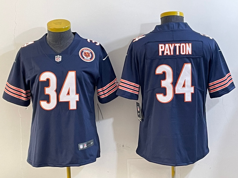 Bears 26/27 Payton #34 Navy/White/Red Women NFL Jersey