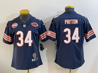 Bears 26/27 Payton #34 Navy/White/Red Women NFL Jersey