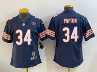 Bears 26/27 Payton #34 Navy/White/Red Women NFL Jersey