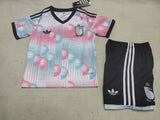 Belgium 26/27 Blue/Black/Pink Away Kids Jersey Set