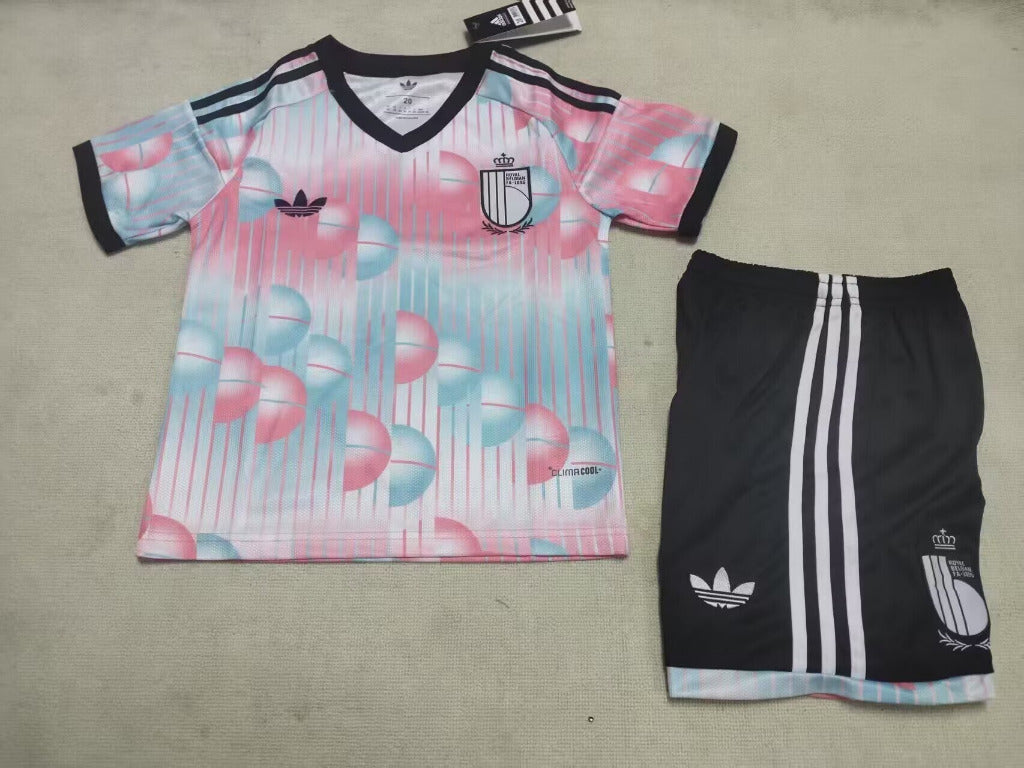 Belgium 26/27 Blue/Black/Pink Away Kids Jersey Set