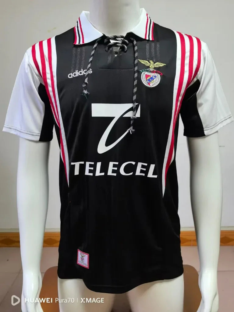 Benfica 1997/98 Vintage Retro Black/White/Red Away Jersey