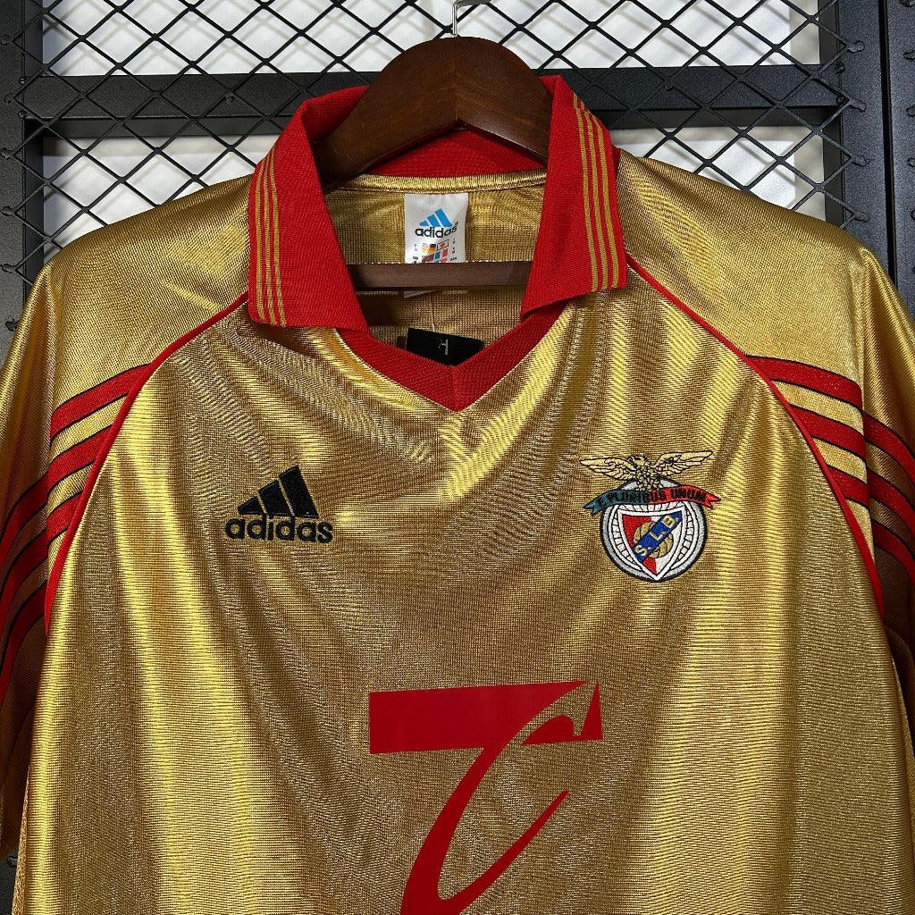 Benfica 1998/99 Vintage Retro Gold/Red Away Jersey