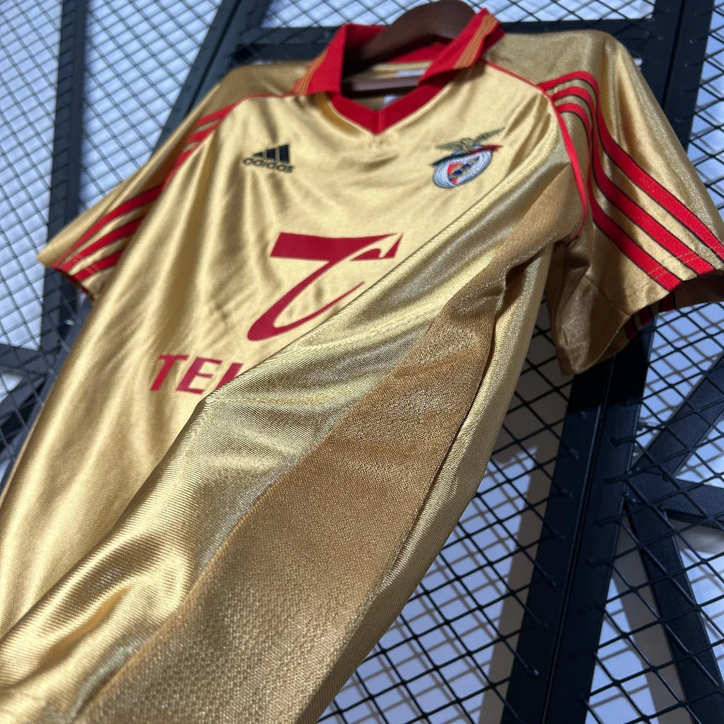 Benfica 1998/99 Vintage Retro Gold/Red Away Jersey