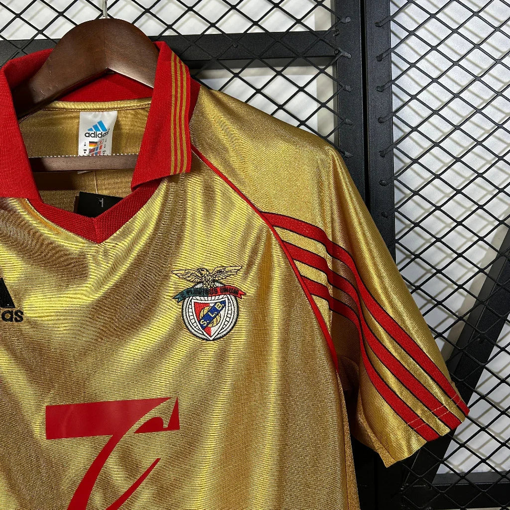 Benfica 1998/99 Vintage Retro Gold/Red Away Jersey