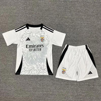 Benfica 25/26 White/Black Away Kids Jersey Set