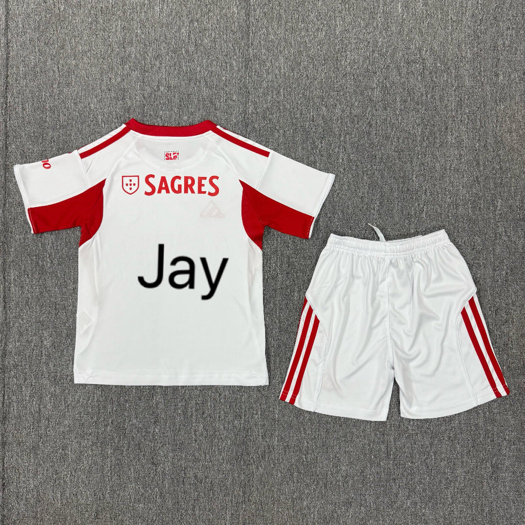 Benfica 25/26 White/Red Third Kids Jersey Set