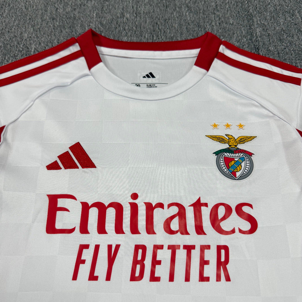 Benfica 25/26 White/Red Third Kids Jersey Set