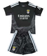 Benfica 26/27 Black/White Shoulder Stripes Goalkeeper Kids Jersey Set