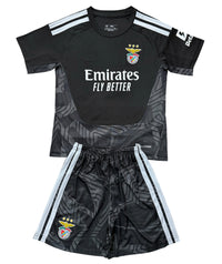 Benfica 26/27 Black/White Shoulder Stripes Goalkeeper Kids Jersey Set