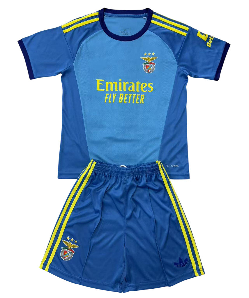 Benfica 26/27 Blue/Yellow Shoulder Stripes Goalkeeper Kids Jersey Set