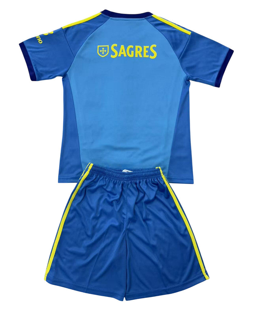 Benfica 26/27 Blue/Yellow Shoulder Stripes Goalkeeper Kids Jersey Set