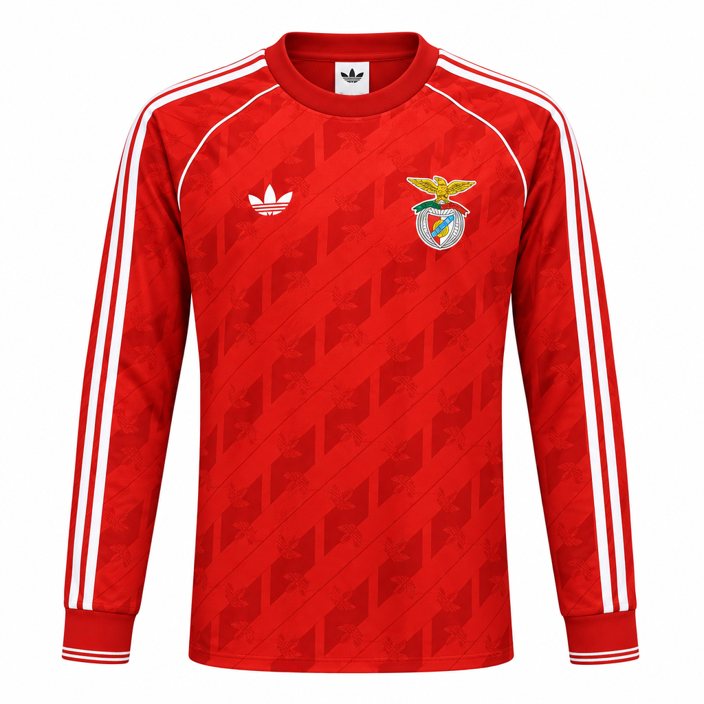 Benfica 26/27 Red/White Shoulder Stripes Long Sleeve Jersey