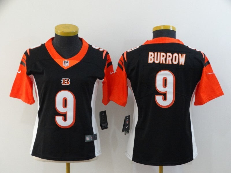Bengals 2021/22 Burrow #9 Black/Orange/White Women NFL Jersey