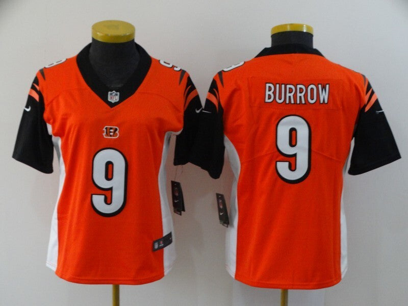 Bengals 2021/22 Burrow #9 Orange/White/Black Women NFL Jersey