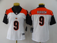 Bengals 2021/22 Burrow #9 White/Black/Orange Women NFL Jersey