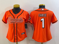 Bengals 2021/22 Chase #1 Orange Women Baseball Style Jersey