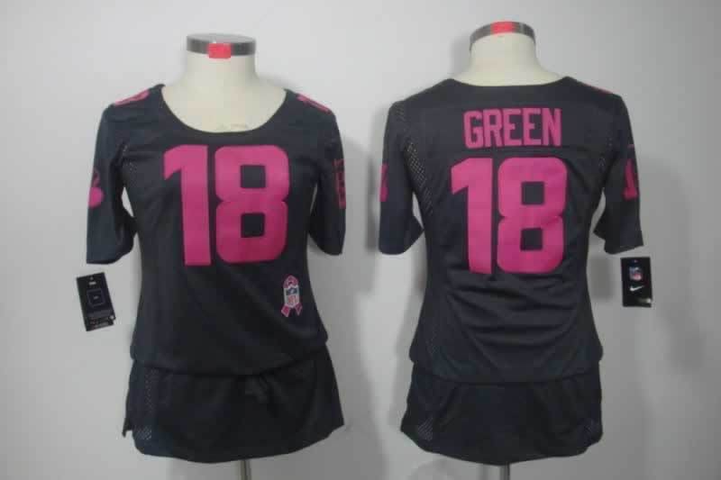 Bengals 2021/22 Green #18 Black Women NFL Jersey