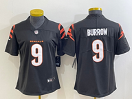 Bengals 2022/23 Burrow #9 Black Women NFL Jersey