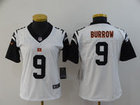 Bengals 2022/23 Burrow #9 White/Black Women NFL Jersey