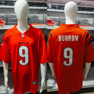 Bengals 25/26 Burrow #9 Red NFL Game Jersey