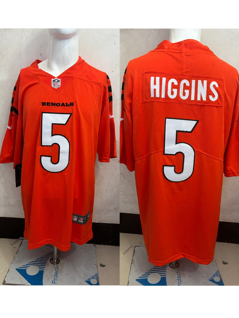 Bengals 25/26 Higgins #5 Red NFL Game Jersey