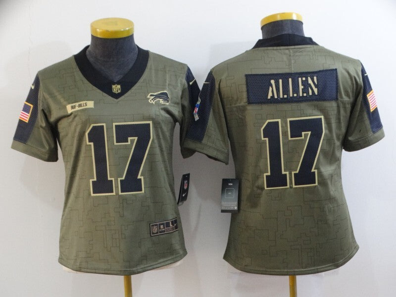 Bills 2021/22 Allen #17 Olive/Blue Women NFL Jersey