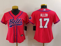 Bills 2023/24 Allen #17 Red/Blue/White Women NFL Baseball Style Jersey